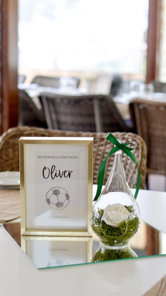 decoración mesas comunión fútbol Mallorca
